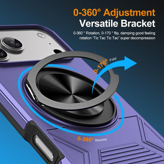 For iPhone 17 Pro Max Alloy Rotating Holder MagSafe Shockproof Phone Case(Violet) - iPhone 17 Pro Max Cases by buy2fix | Online Shopping UK | buy2fix