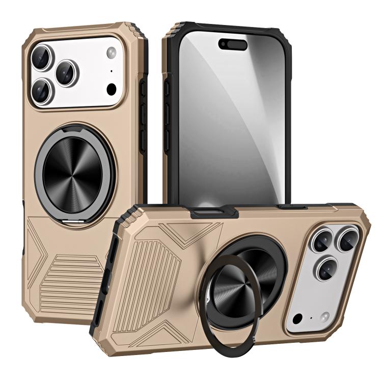 For iPhone 17 Pro Max Alloy Rotating Holder MagSafe Shockproof Phone Case(Gold) - iPhone 17 Pro Max Cases by buy2fix | Online Shopping UK | buy2fix