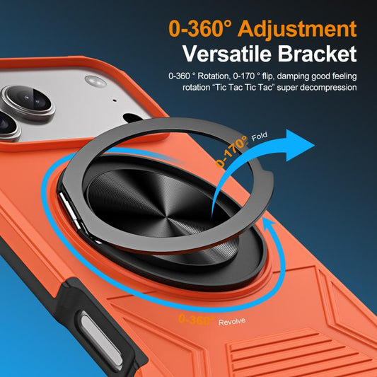 For iPhone 17 Pro Max Alloy Rotating Holder MagSafe Shockproof Phone Case(Orange) - iPhone 17 Pro Max Cases by buy2fix | Online Shopping UK | buy2fix