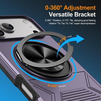 For iPhone 17 Pro Max Alloy Rotating Holder MagSafe Shockproof Phone Case(Dark Purple) - iPhone 17 Pro Max Cases by buy2fix | Online Shopping UK | buy2fix