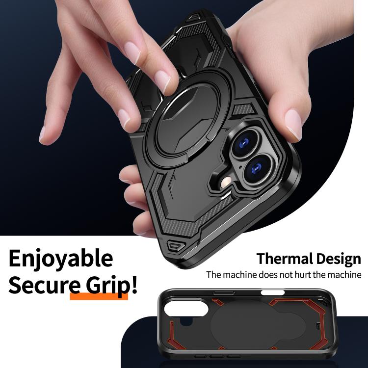 For iPhone 17 Cooling MagSafe Holder Phone Case(Black) - iPhone 17 Cases by buy2fix | Online Shopping UK | buy2fix