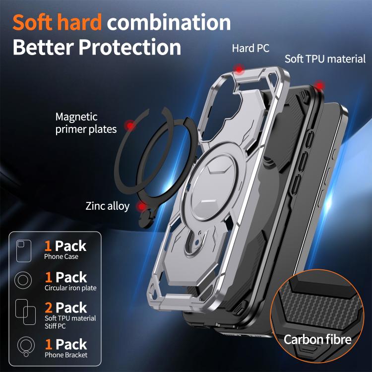 For iPhone 17 Cooling MagSafe Holder Phone Case(Grey) - iPhone 17 Cases by buy2fix | Online Shopping UK | buy2fix