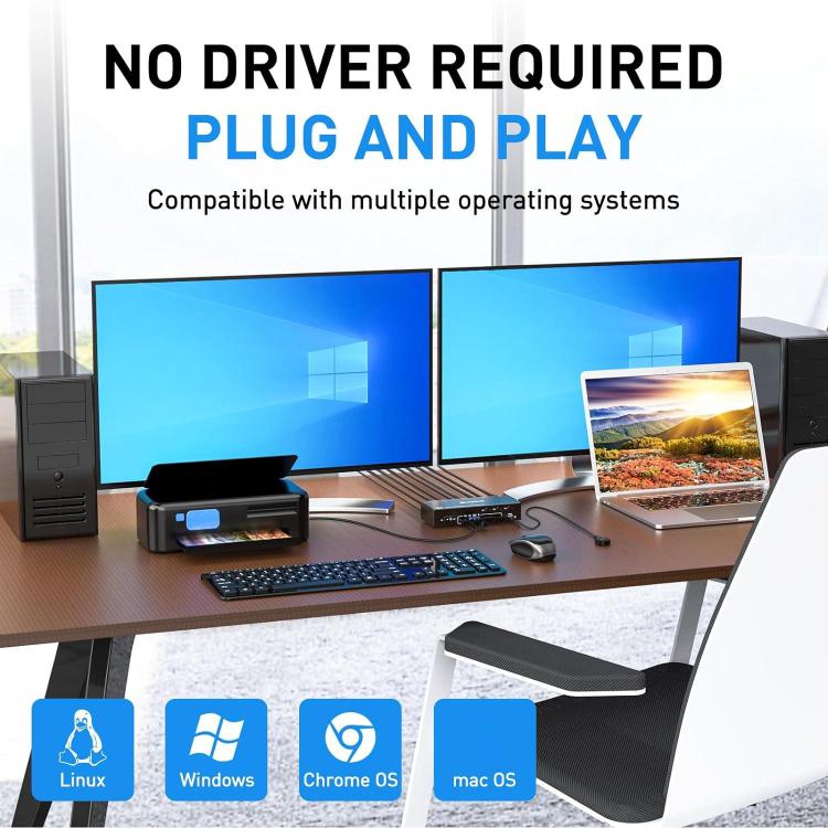 KCEVE KC-KVM302DP USB 3.0 Dual Monitor 8K 30Hz KVM Switch, Plug Type:AU Plug - Switch by buy2fix | Online Shopping UK | buy2fix