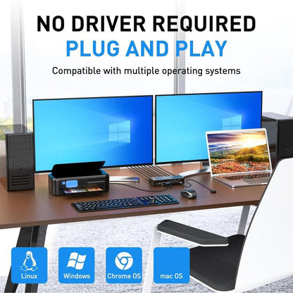 KCEVE KC-KVM302DP USB 3.0 Dual Monitor 8K 30Hz KVM Switch, Plug Type:AU Plug - Switch by buy2fix | Online Shopping UK | buy2fix