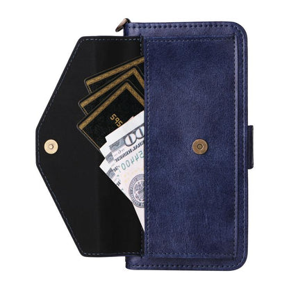 For Google Pixel 10 Pro XL / 9 Pro XL Multi-card Slots Crossbody Cowhide Leather Phone Case(Blue) - Google Cases by buy2fix | Online Shopping UK | buy2fix