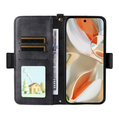 For Google Pixel 10 Pro XL / 9 Pro XL Multi-card Slots Crossbody Cowhide Leather Phone Case(Black) - Google Cases by buy2fix | Online Shopping UK | buy2fix