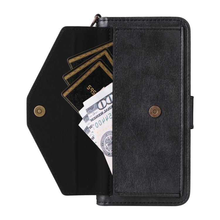 For Google Pixel 10 Pro XL / 9 Pro XL Multi-card Slots Crossbody Cowhide Leather Phone Case(Black) - Google Cases by buy2fix | Online Shopping UK | buy2fix