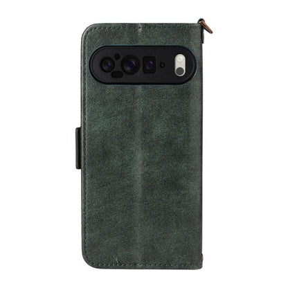 For Google Pixel 10 Pro XL / 9 Pro XL Multi-card Slots Crossbody Cowhide Leather Phone Case(Green) - Google Cases by buy2fix | Online Shopping UK | buy2fix