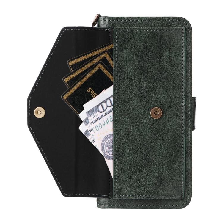 For Google Pixel 10 Pro XL / 9 Pro XL Multi-card Slots Crossbody Cowhide Leather Phone Case(Green) - Google Cases by buy2fix | Online Shopping UK | buy2fix