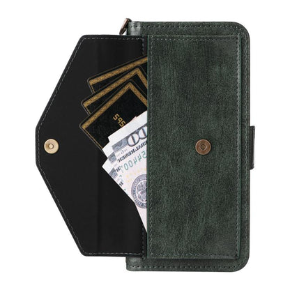 For Google Pixel 10 Pro XL / 9 Pro XL Multi-card Slots Crossbody Cowhide Leather Phone Case(Green) - Google Cases by buy2fix | Online Shopping UK | buy2fix