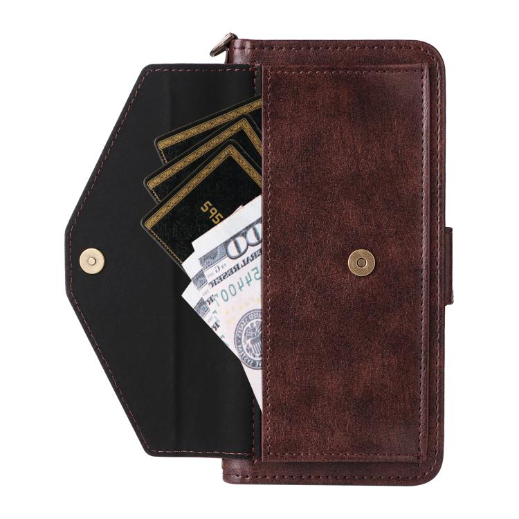 For Google Pixel 10 Pro / 10 / 9 Pro / 9 Multi-card Slots Crossbody Cowhide Leather Phone Case(Brown) - Google Cases by buy2fix | Online Shopping UK | buy2fix