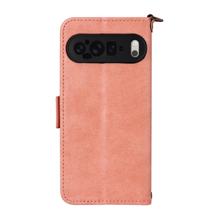 For Google Pixel 10 Pro / 10 / 9 Pro / 9 Multi-card Slots Crossbody Cowhide Leather Phone Case(Pink) - Google Cases by buy2fix | Online Shopping UK | buy2fix
