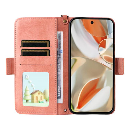 For Google Pixel 10 Pro / 10 / 9 Pro / 9 Multi-card Slots Crossbody Cowhide Leather Phone Case(Pink) - Google Cases by buy2fix | Online Shopping UK | buy2fix