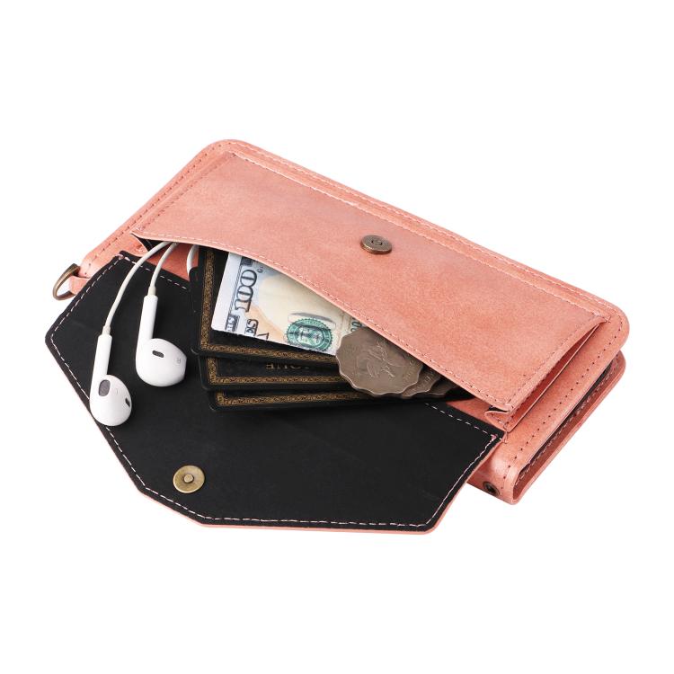 For Google Pixel 10 Pro / 10 / 9 Pro / 9 Multi-card Slots Crossbody Cowhide Leather Phone Case(Pink) - Google Cases by buy2fix | Online Shopping UK | buy2fix