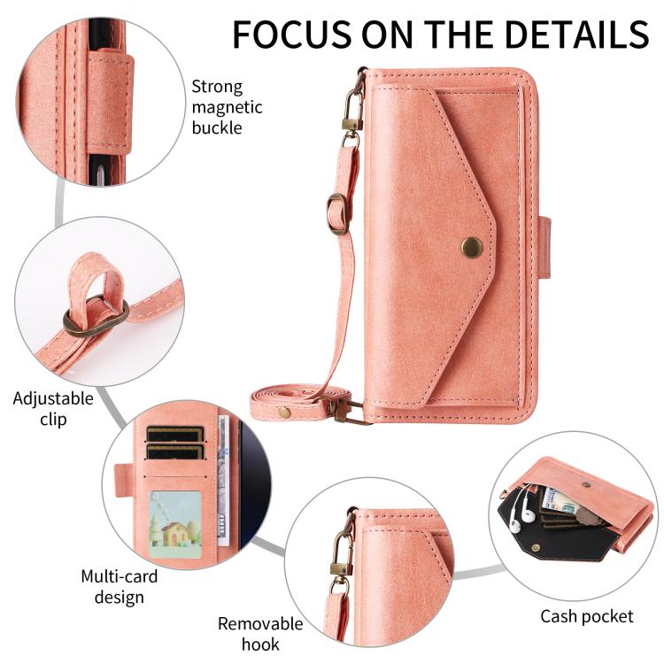 For Google Pixel 10 Pro / 10 / 9 Pro / 9 Multi-card Slots Crossbody Cowhide Leather Phone Case(Pink) - Google Cases by buy2fix | Online Shopping UK | buy2fix