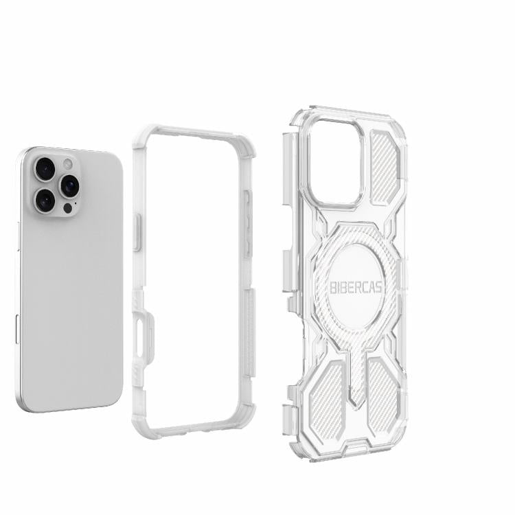 For iPhone 16 Pro Max BIBERCAS Transparent Color Series MagSafe Air Bag Shockproof Phone Case(White) - iPhone 16 Pro Max Cases by BIBERCAS | Online Shopping UK | buy2fix