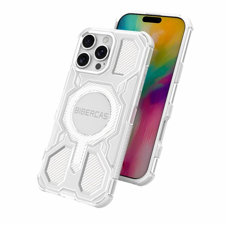 For iPhone 16 Pro Max BIBERCAS Transparent Color Series MagSafe Air Bag Shockproof Phone Case(White) - iPhone 16 Pro Max Cases by BIBERCAS | Online Shopping UK | buy2fix