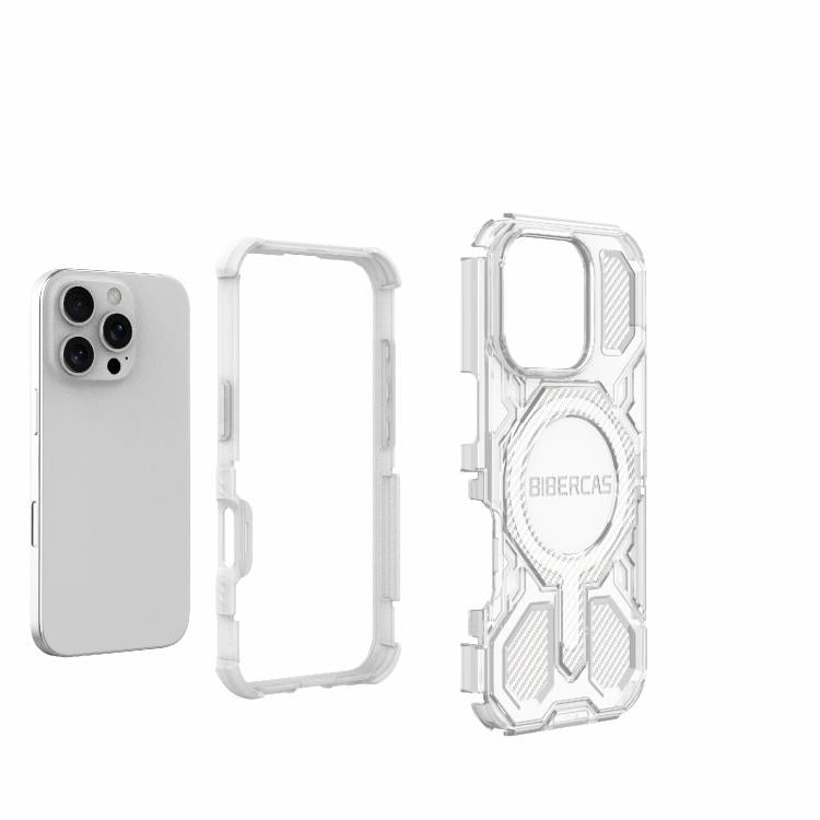 For iPhone 16 Pro BIBERCAS Transparent Color Series MagSafe Air Bag Shockproof Phone Case(Purple) - iPhone 16 Pro Cases by BIBERCAS | Online Shopping UK | buy2fix