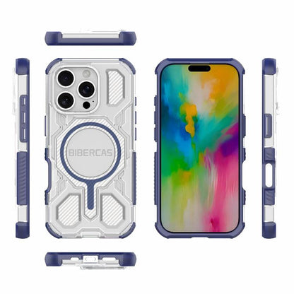 For iPhone 16 Pro BIBERCAS Transparent Color Series MagSafe Air Bag Shockproof Phone Case(Blue) - iPhone 16 Pro Cases by BIBERCAS | Online Shopping UK | buy2fix