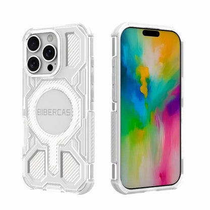 For iPhone 16 Pro BIBERCAS Transparent Color Series MagSafe Air Bag Shockproof Phone Case(White) - iPhone 16 Pro Cases by BIBERCAS | Online Shopping UK | buy2fix