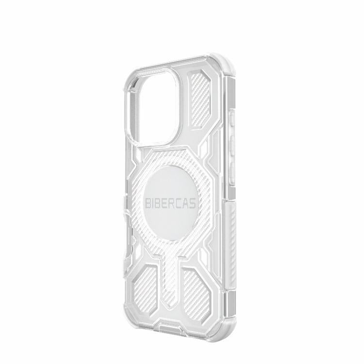 For iPhone 16 Pro BIBERCAS Transparent Color Series MagSafe Air Bag Shockproof Phone Case(White) - iPhone 16 Pro Cases by BIBERCAS | Online Shopping UK | buy2fix