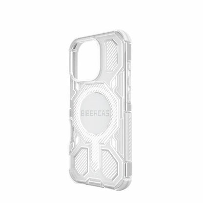 For iPhone 16 Pro BIBERCAS Transparent Color Series MagSafe Air Bag Shockproof Phone Case(White) - iPhone 16 Pro Cases by BIBERCAS | Online Shopping UK | buy2fix
