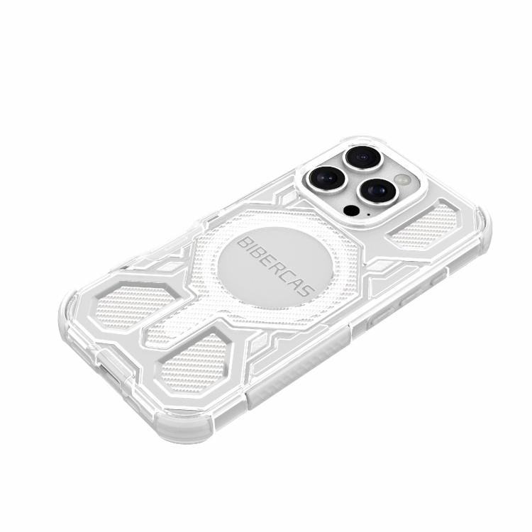 For iPhone 16 Pro BIBERCAS Transparent Color Series MagSafe Air Bag Shockproof Phone Case(White) - iPhone 16 Pro Cases by BIBERCAS | Online Shopping UK | buy2fix