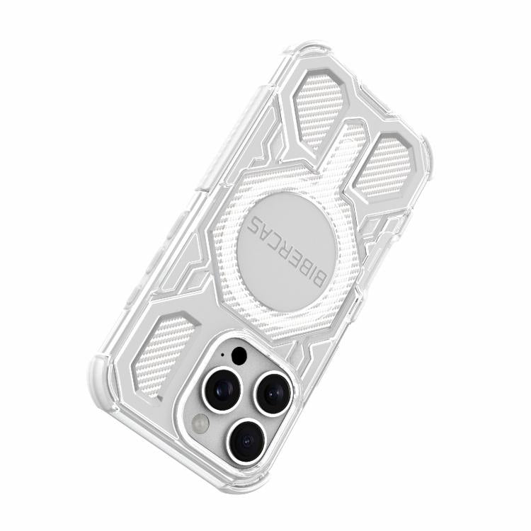 For iPhone 16 Pro BIBERCAS Transparent Color Series MagSafe Air Bag Shockproof Phone Case(White) - iPhone 16 Pro Cases by BIBERCAS | Online Shopping UK | buy2fix