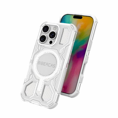 For iPhone 16 Pro BIBERCAS Transparent Color Series MagSafe Air Bag Shockproof Phone Case(White) - iPhone 16 Pro Cases by BIBERCAS | Online Shopping UK | buy2fix