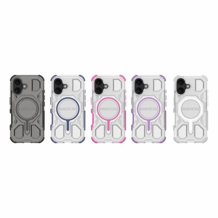 For iPhone 16 BIBERCAS Transparent Color Series MagSafe Air Bag Shockproof Phone Case(White) - iPhone 16 Cases by BIBERCAS | Online Shopping UK | buy2fix