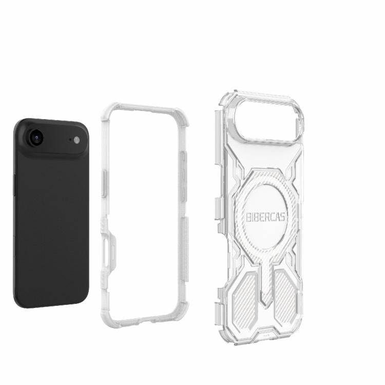 For iPhone 17 Air BIBERCAS Transparent Color Series MagSafe Air Bag Shockproof Phone Case(Pink) - iPhone 17 Air Cases by BIBERCAS | Online Shopping UK | buy2fix