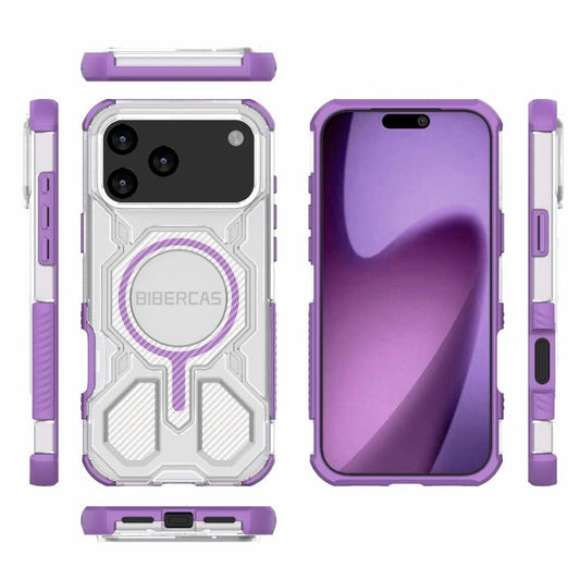 For iPhone 17 Pro Max BIBERCAS Transparent Color Series MagSafe Air Bag Shockproof Phone Case(Purple) - iPhone 17 Pro Max Cases by BIBERCAS | Online Shopping UK | buy2fix