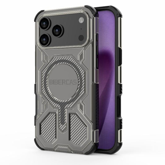 For iPhone 17 Pro Max BIBERCAS Transparent Color Series MagSafe Air Bag Shockproof Phone Case(Black) - iPhone 17 Pro Max Cases by BIBERCAS | Online Shopping UK | buy2fix