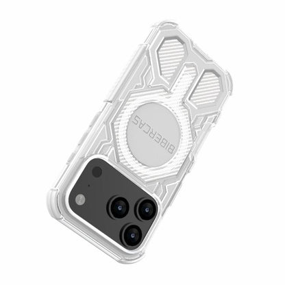 For iPhone 17 Pro BIBERCAS Transparent Color Series MagSafe Air Bag Shockproof Phone Case(White) - iPhone 17 Pro Cases by BIBERCAS | Online Shopping UK | buy2fix