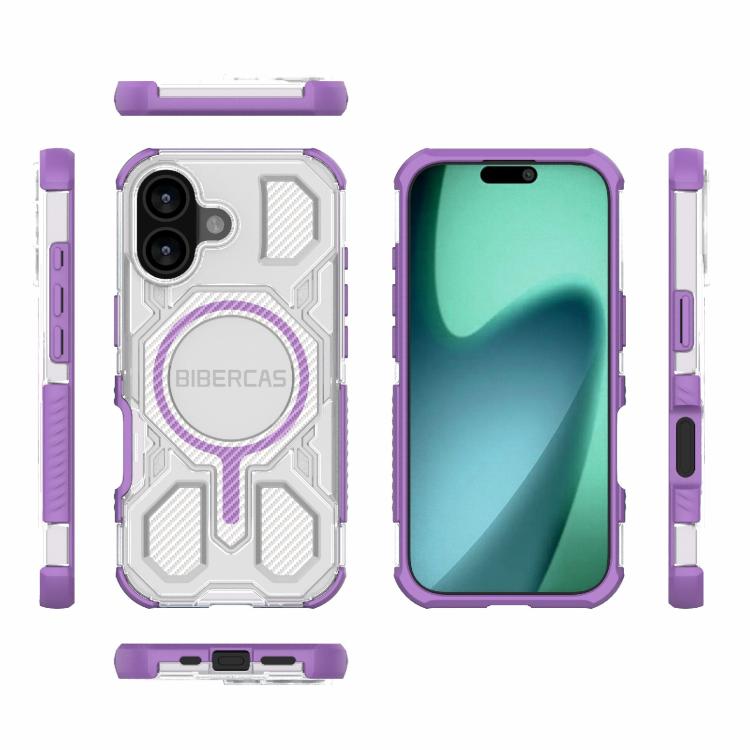 For iPhone 17 BIBERCAS Transparent Color Series MagSafe Air Bag Shockproof Phone Case(Purple) - iPhone 17 Cases by BIBERCAS | Online Shopping UK | buy2fix