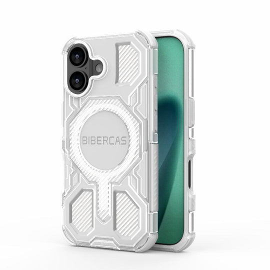 For iPhone 17 BIBERCAS Transparent Color Series MagSafe Air Bag Shockproof Phone Case(White)