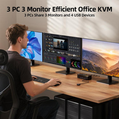 KCEVE KC-KVM303 USB 3.0 Dual Monitor 8K 60Hz KVM Switch, Plug Type:US Plug - Switch by buy2fix | Online Shopping UK | buy2fix