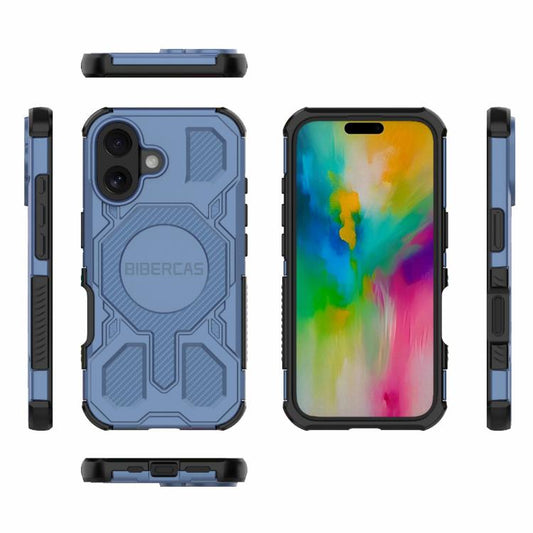 For iPhone 16 BIBERCAS Real Color Series MagSafe Shockproof Phone Case(Blue) - iPhone 16 Cases by BIBERCAS | Online Shopping UK | buy2fix