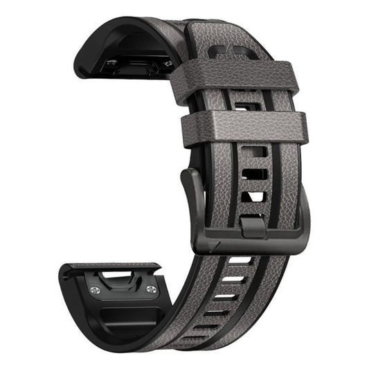 For Garmin 22mm xDfind Leather Skin Silicone Quick Release Watch Band(Starry Gray) - Watch Bands by xDfind | Online Shopping UK | buy2fix