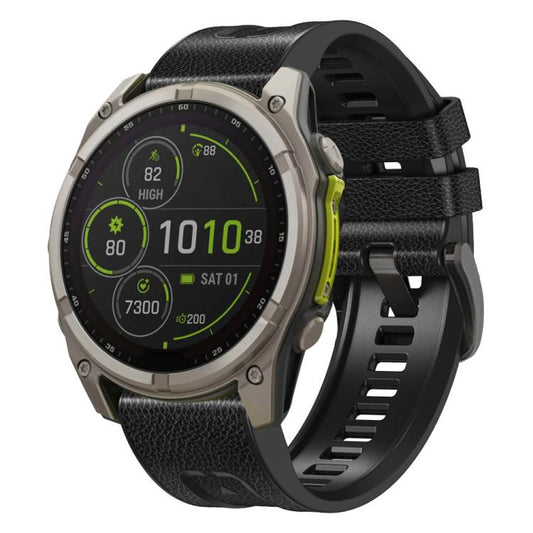 For Garmin 26mm xDfind Leather Skin Silicone Quick Release Watch Band(Black) - Watch Bands by xDfind | Online Shopping UK | buy2fix