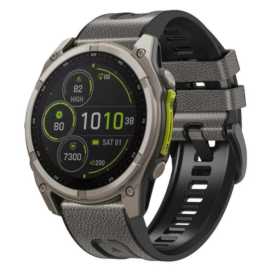 For Garmin 26mm xDfind Leather Skin Silicone Quick Release Watch Band(Starry Gray)