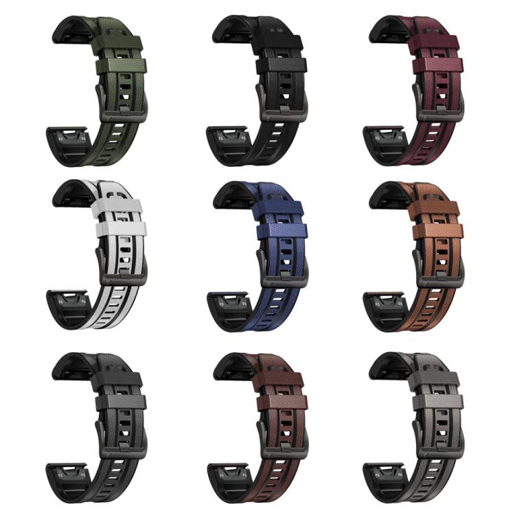For Garmin 22mm xDfind Leather Skin Silicone Quick Release Watch Band(Starry Gray) - Watch Bands by xDfind | Online Shopping UK | buy2fix