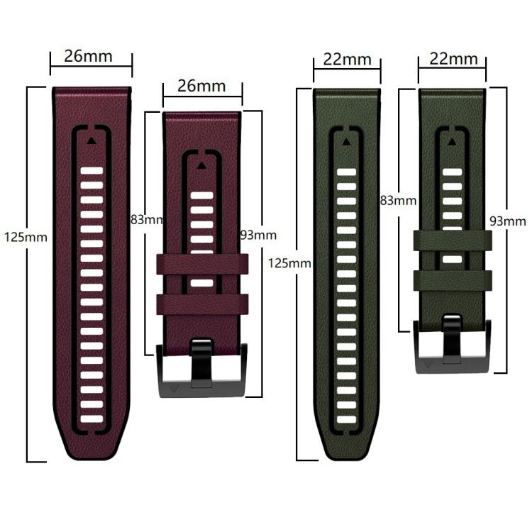 For Garmin 26mm xDfind Leather Skin Silicone Quick Release Watch Band(Black) - Watch Bands by xDfind | Online Shopping UK | buy2fix