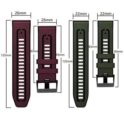 For Garmin 26mm xDfind Leather Skin Silicone Quick Release Watch Band(Black) - Watch Bands by xDfind | Online Shopping UK | buy2fix