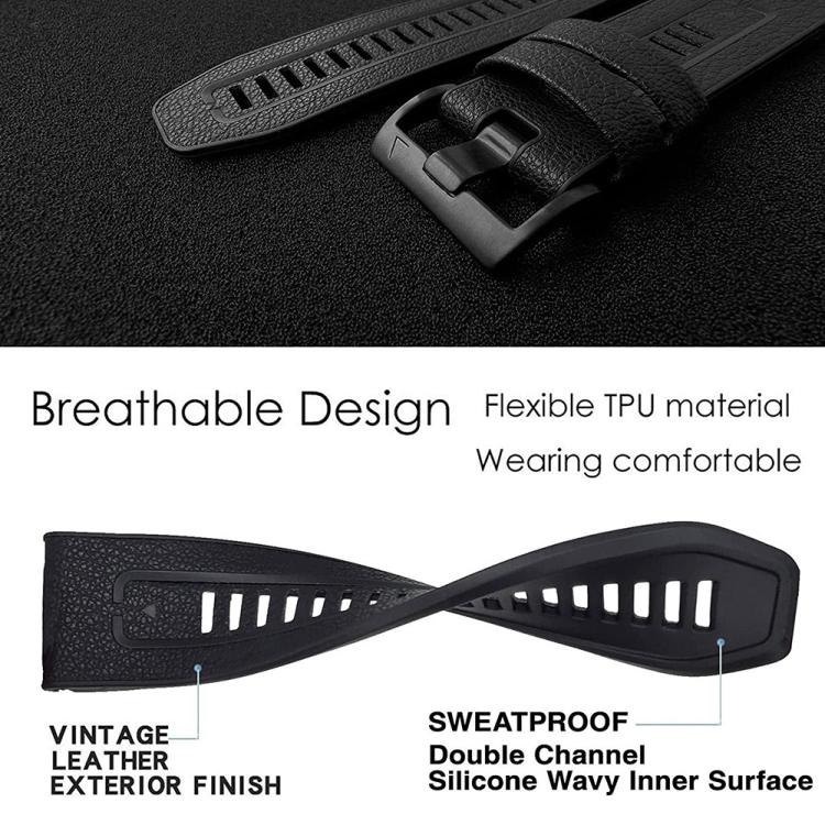 For Garmin 26mm xDfind Leather Skin Silicone Quick Release Watch Band(Charcoal Gray) - Watch Bands by xDfind | Online Shopping UK | buy2fix