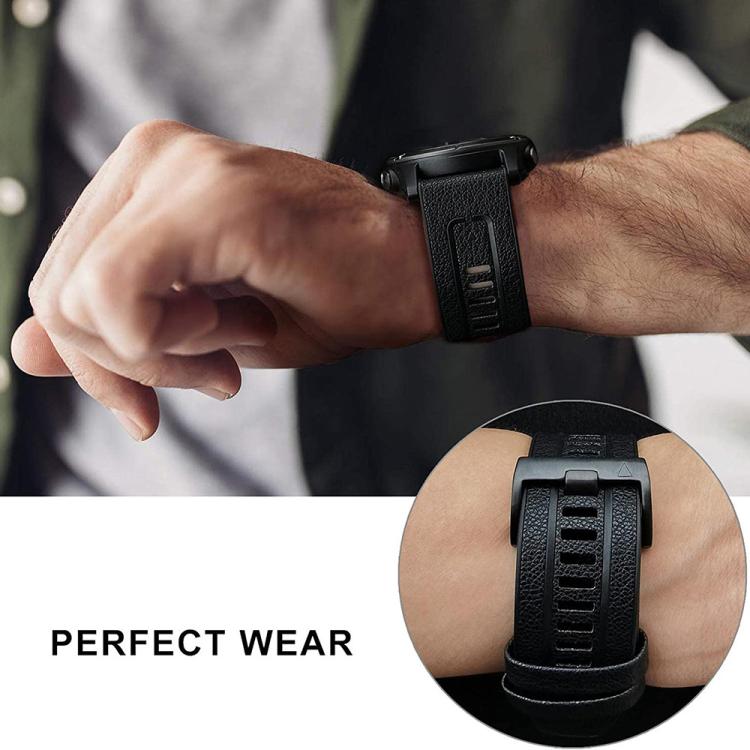 For Garmin 26mm xDfind Leather Skin Silicone Quick Release Watch Band(Dark Blue) - Watch Bands by xDfind | Online Shopping UK | buy2fix