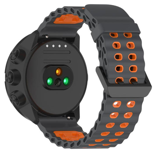 For Suunto 9 / 7 / Spartan Sport xDfind Ocean Dual Pin Buckle Silicone Watch Band(Space Grey Orange) -  by xDfind | Online Shopping UK | buy2fix