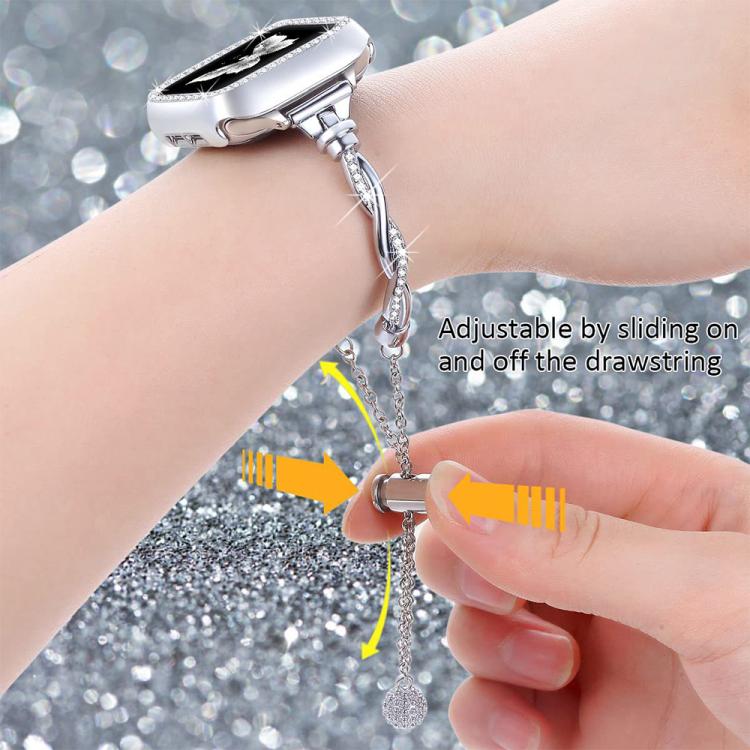 For Apple Watch 42 / 44 / 45 / 46 / 49mm xDfind Twist Bracelet Diamond Metal Watch Band(Silver) - Watch Bands by xDfind | Online Shopping UK | buy2fix