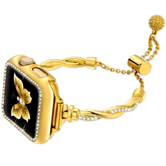 For Apple Watch 38 / 40 / 41 / S10 42mm xDfind Twist Bracelet Diamond Metal Watch Band(Gold) - Watch Bands by xDfind | Online Shopping UK | buy2fix