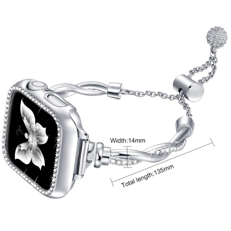 For Apple Watch 38 / 40 / 41 / S10 42mm xDfind Twist Bracelet Diamond Metal Watch Band(Rose Gold) - Watch Bands by xDfind | Online Shopping UK | buy2fix